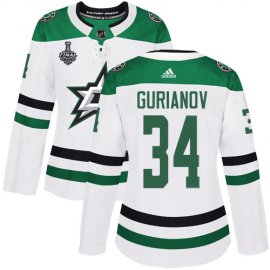 Adidas Dallas Stars #34 Denis Gurianov White Road Authentic Womens 2020 Stanley Cup Final Stitched NHL Jersey