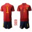 Spain #1 De Gea Red Home Kid Soccer Country Jersey