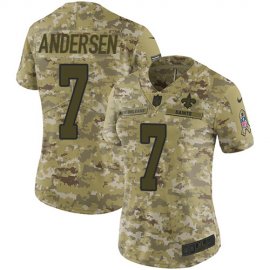 Nike New Orleans Saints #7 Morten Andersen Camo Womens Stitched NFL Limited 2018 Salute to Service Jersey