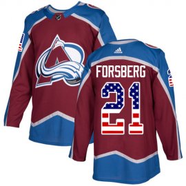Adidas Colorado Avalanche #21 Peter Forsberg Burgundy Home Authentic USA Flag Stitched NHL Jersey