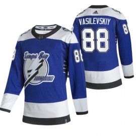 Tampa Bay Lightning #88 Andrei Vasilevskiy Blue Mens Adidas 2020-21 Reverse Retro Alternate NHL Jersey