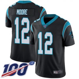Nike Carolina Panthers #12 DJ Moore Black Team Color Mens Stitched NFL 100th Season Vapor Limited Jersey