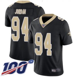 Nike New Orleans Saints #94 Cameron Jordan Black Team Color Mens Stitched NFL 100th Season Vapor Limited Jersey