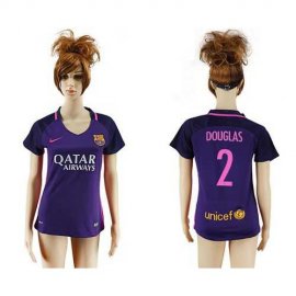 Womens Barcelona #2 Douglas Away Soccer Club Jersey