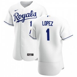 Kansas City Royals #1 Nicky Lopez Mens Nike White Home 2020 Authentic Player MLB Jersey