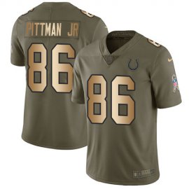 Nike Indianapolis Colts #86 Michael Pittman Jr. Olive/Gold Mens Stitched NFL Limited 2017 Salute To Service Jersey