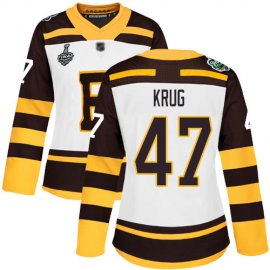 Adidas Boston Bruins #47 Torey Krug White Authentic 2019 Winter Classic Stanley Cup Final Bound Womens Stitched NHL Jersey