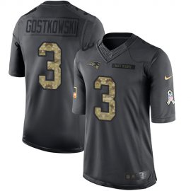 Nike New England Patriots #3 Stephen Gostkowski Black Mens Stitched NFL Limited 2016 Salute To Service Jersey
