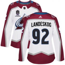 Adidas Colorado Avalanche #92 Gabriel Landeskog White Womens 2022 Stanley Cup Champions Road Authentic Stitched NHL Jersey Womens