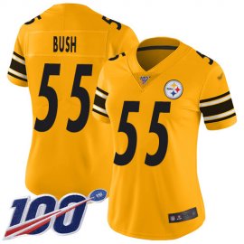 Nike Pittsburgh Steelers #55 Devin Bush Gold Womens Stitched NFL Limited Inverted Legend 100th Season Jersey