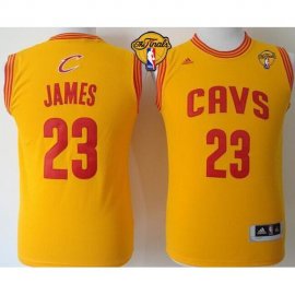 Youth Cavaliers #23 LeBron James Gold The Finals Patch Stitched NBA Jersey