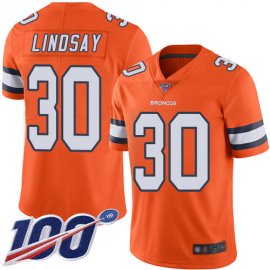 Nike Denver Broncos #30 Phillip Lindsay Orange Mens Stitched NFL Limited Rush 100th Season Jersey