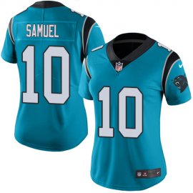Nike Carolina Panthers #10 Curtis Samuel Blue Womens Stitched NFL Limited Rush Jersey