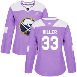 Adidas Buffalo Sabres #33 Colin Miller Purple Authentic Fights Cancer Womens Stitched NHL Jersey