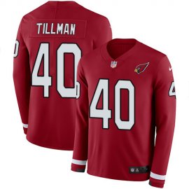 Nike Arizona Cardinals #40 Pat Tillman Red Team Color Mens Stitched NFL Limited Therma Long Sleeve Jersey