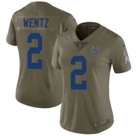 Indianapolis Colts #2 Carson Wentz Olive Womens Stitched NFL Limited 2017 Salute To Service Jersey
