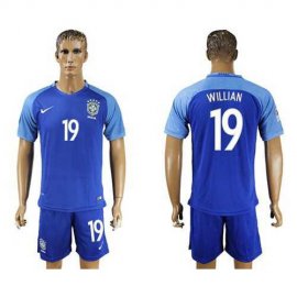 Brazil #19 Willian Blue Soccer Country Jersey