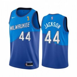 Nike Milwaukee Bucks #44 Justin Jackson Womens 2021 NBA Finals Champions City Edition Jersey Blue Womens