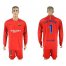 Barcelona #1 Ter Stegen Red Goalkeeper Long Sleeves Soccer Club Jersey