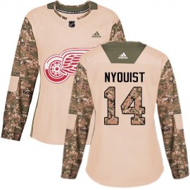 Adidas Detroit Red Wings #14 Gustav Nyquist Camo Authentic 2017 Veterans Day Womens Stitched NHL Jersey