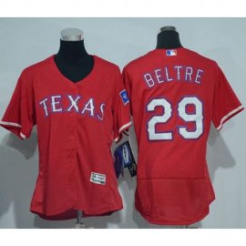 Texas Rangers #29 Adrian Beltre Red Flexbase Authentic Womens Stitched MLB Jersey