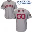 Boston Red Sox #50 Mookie Betts Grey Cool Base 2018 World Series Stitched Youth MLB Jersey