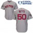 Boston Red Sox #50 Mookie Betts Grey Cool Base 2018 World Series Stitched Youth MLB Jersey
