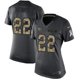 Nike Tennessee Titans #22 Derrick Henry Black Womens Stitched NFL Limited 2016 Salute to Service Jersey