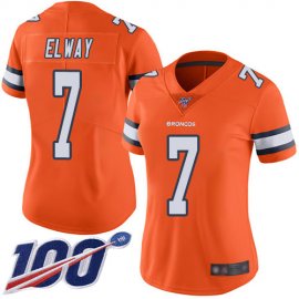 Nike Denver Broncos #7 John Elway Orange Womens Stitched NFL Limited Rush 100th Season Jersey