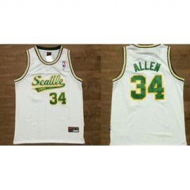 Oklahoma City Thunder #34 Ray Allen White Throwback Stitched NBA Jersey