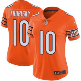 Nike Chicago Bears #10 Mitchell Trubisky Orange Womens Stitched NFL Limited Rush Jersey