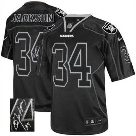 Nike Las Vegas Raiders #34 Bo Jackson Lights Out Black Mens Stitched NFL Elite Autographed Jersey