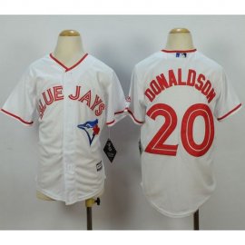 Toronto Blue Jays #20 Josh Donaldson White 2015 Canada Day Stitched Youth MLB Jersey