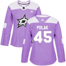 Adidas Dallas Stars #45 Roman Polak Purple Authentic Fights Cancer Womens Stitched NHL Jersey