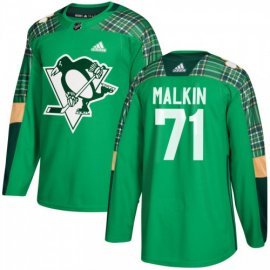 Adidas Pittsburgh Penguins #71 Evgeni Malkin adidas Green St. Patricks Day Authentic Practice Stitched NHL Jersey
