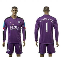 Leicester City #1 Schmeichel Purple Long Sleeves Goalkeeper Soccer Club Jersey