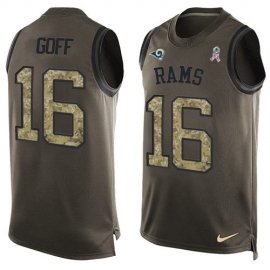 Nike Los Angeles Rams #16 Jared Goff Green Mens Stitched NFL Limited Salute To Service Tank Top Jersey