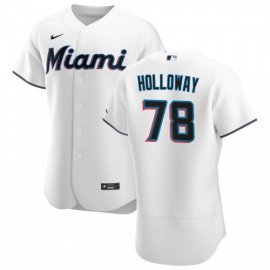 Miami Marlins #78 Jordan Holloway Mens Nike White Home 2020 Authentic Player MLB Jersey