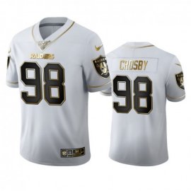 Las Vegas Raiders #98 Maxx Crosby Mens Nike White Golden Edition Vapor Limited NFL 100 Jersey