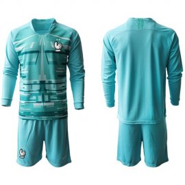France Blank Light Blue Goalkeeper Long Sleeves Soccer Country Jersey