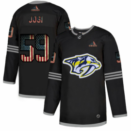 Nashville Predators #59 Roman Josi Adidas Mens Black USA Flag Limited NHL Jersey