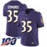 Nike Baltimore Ravens #35 Gus Edwards Purple Team Color Youth Stitched NFL 100th Season Vapor Untouchable Limited Jersey