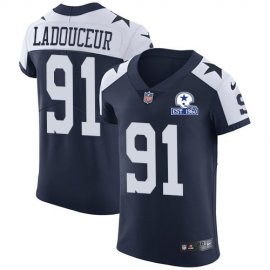 Nike Dallas Cowboys #91 L.P. Ladouceur Navy Blue Thanksgiving Mens Stitched With Established In 1960 Patch NFL Vapor Untouchable Throwback Elite Jersey