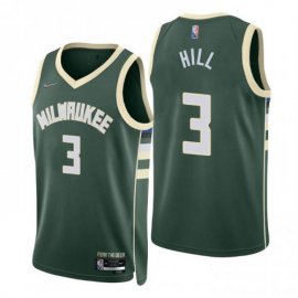 Nike Milwaukee Bucks #3 George Hill Green Mens 2021-22 NBA 75th Anniversary Diamond Swingman Jersey – Icon Edition Mens