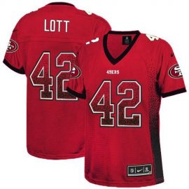 Nike San Francisco 49ers #42 Ronnie Lott Red Team Color Womens Stitched NFL Elite Drift Fashion Jersey