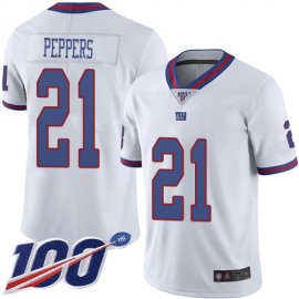 Nike New York Giants #21 Jabrill Peppers White Mens Stitched NFL Limited Rush 100th Season Jersey
