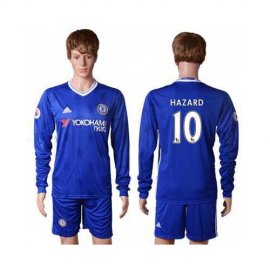 Chelsea #10 Hazard Home Long Sleeves Soccer Club Jersey