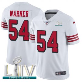 Nike San Francisco 49ers #54 Fred Warner White Super Bowl LIV 2020 Rush Mens Stitched NFL Vapor Untouchable Limited Jersey