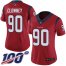 Nike Houston Texans #90 Jadeveon Clowney Red Alternate Womens Stitched NFL 100th Season Vapor Limited Jersey