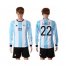 Argentina #22 Lavezzi Home Long Sleeves Soccer Country Jersey